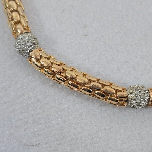 Rau Klikit Demi Pave Rhinestone 18" Snap Necklace w/Matching Earrings Signed LN - Picture 4 of 14